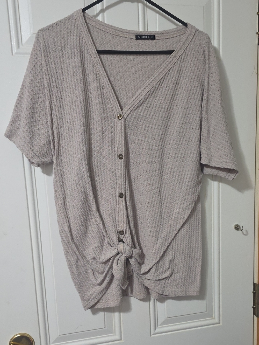 Miholl Lightweight Waffle Knit Button Down Shirt